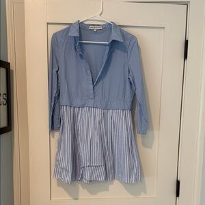 English factory blue stripe mini dress